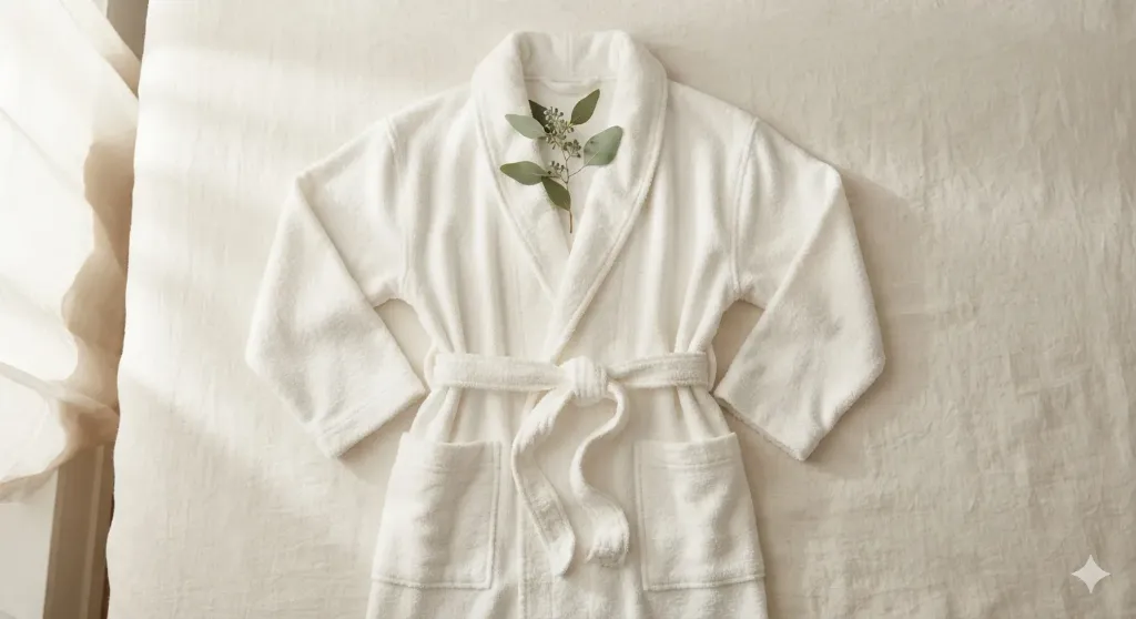 Bata de Baño en Felpa Absorbente (Felpa Small (S), Blanco Óptico, Felpa Pesada, Línea Villaró (Alta Reserva))